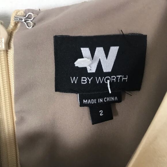 W by Worth Champagne Shimmer Sequin Sheath Dress Size 2 - Picture 5 of 10